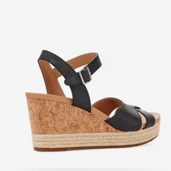 UGG|Cloverdale Espadrille Wedge Sandal in black & tan •••Beachy & Boho Size 9 - Picture 4 of 16